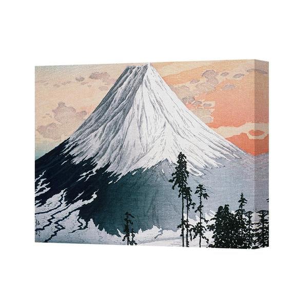 Benjamin Tate Design Snowy Mountain Canvas Wall Art Print With Pine Trees
