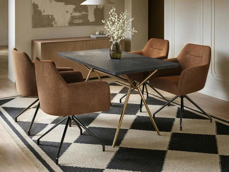 Lexi Dining Table with 4 Isla Swivel Dining Chairs