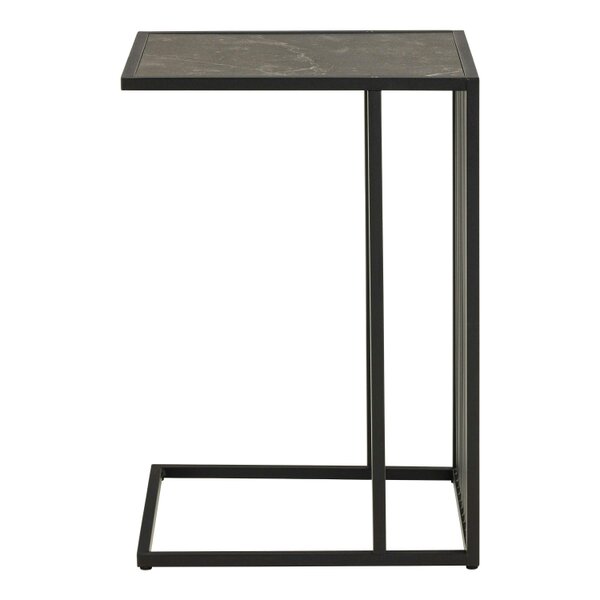 Wyld Haus Porto Organic Black Metal C Shape Side Table Stone Effect Top