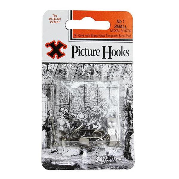 X Picture Hooks No 1 Nickel Plated 5pk - One Colour - 