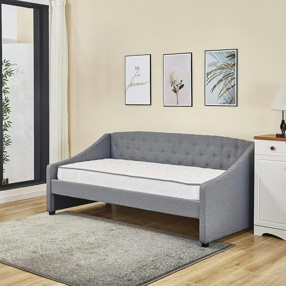 Kosy Koala Daybed with Trundle Grey 3ft Single Fabric Tufted Wooden Bedroom
