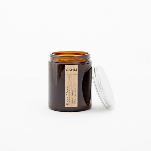 CAHM Rhubarb and Freesia Candle - Amber Jar