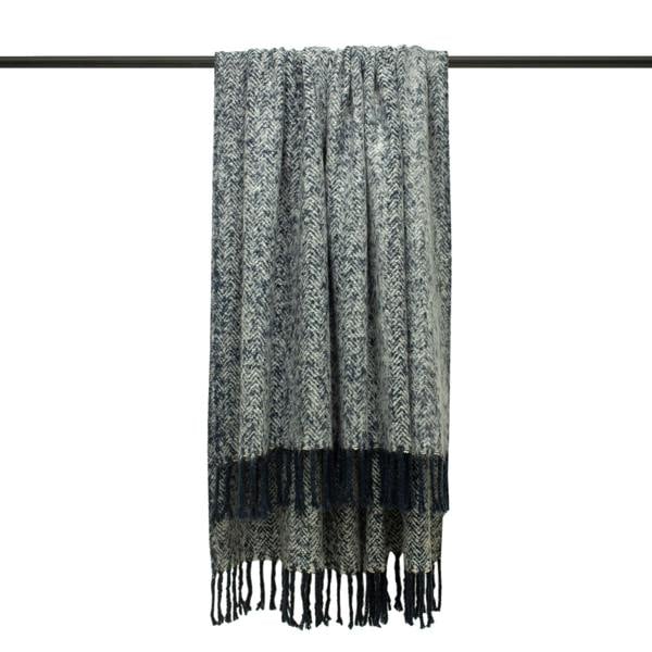 Furn Weaver Throw with Herringbone Design - Navy - 
