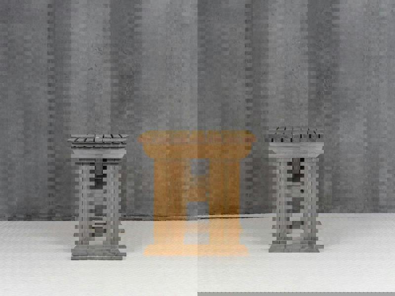 Hollies Rounded Wooden Garden Table – Rustic Finish Outdoor Picnic Dining Desk for Gardens, Patios, and Backyards