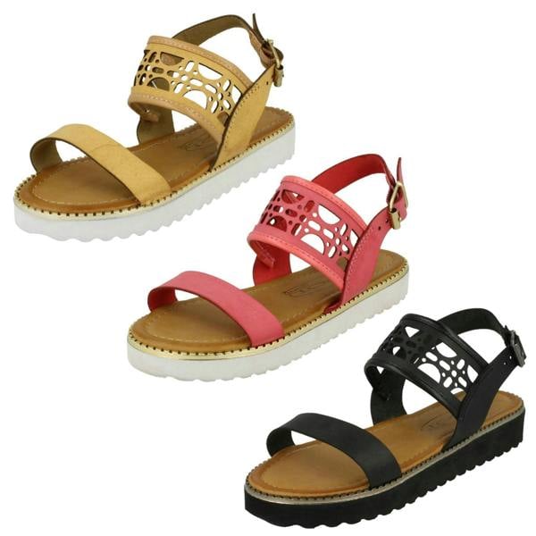 Spot On Girls Spot On Cut Out Ankle Strap Low Mules