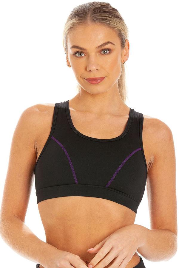 Camille Womens Sportswear Black Racer Back Sports Bra