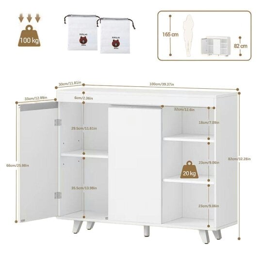 Havendro Storage Cabinet Footwear Rack Organiser with 2 Closed Area and 3 Open Shelves
