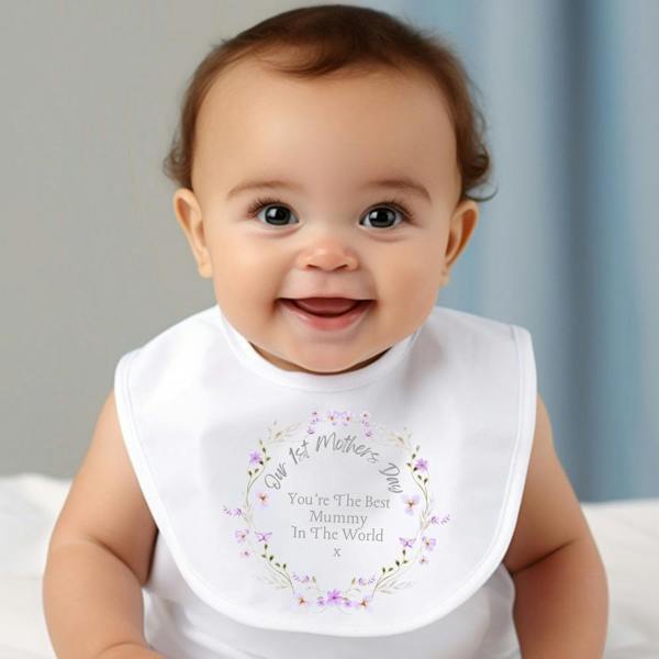 Personalised 1st Mothers Day Floral Babygrow | Name Vest or Bib UK