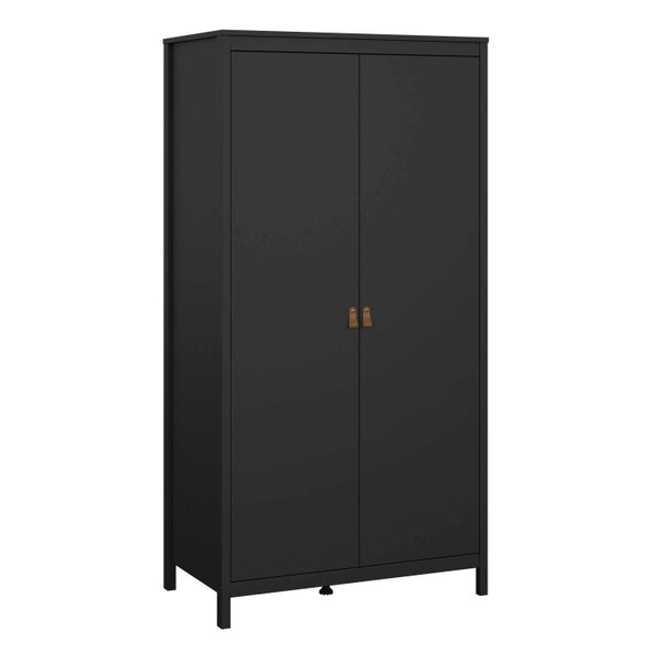 Wyld Haus Wildberry 3 Piece Matt Black Bedroom Furniture Set Leather Handles
