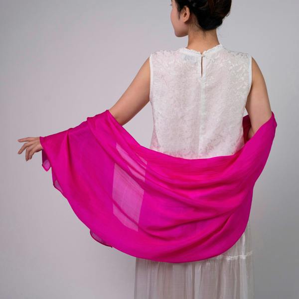 Hot Pink Silk Scarf – Hand-Dyed Mulberry Silk, Party Wrap & Gift for Her