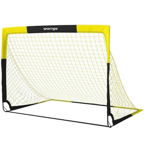 Pop Up Football Goal, Portable Folding Football Net with Carry Bag, 4 U-Shaped Ground Stakes, Fibreglass Pole