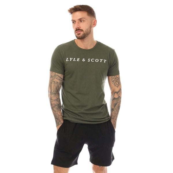 Lyle & Scott Mens Oakley T-Shirt & Shorts Set - Khaki Green/Black