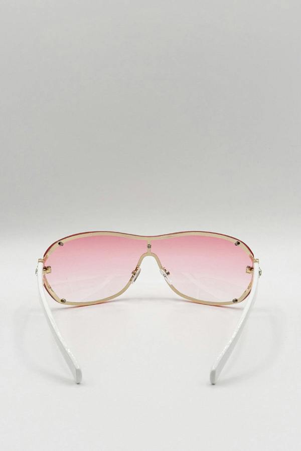 Vintage Rose Wrap Around Sunglasses In Pink - svnx
