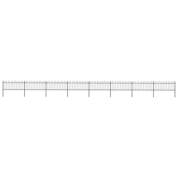 Berkfield Garden Fence with Hoop Top Steel 13.6x0.8 m Black