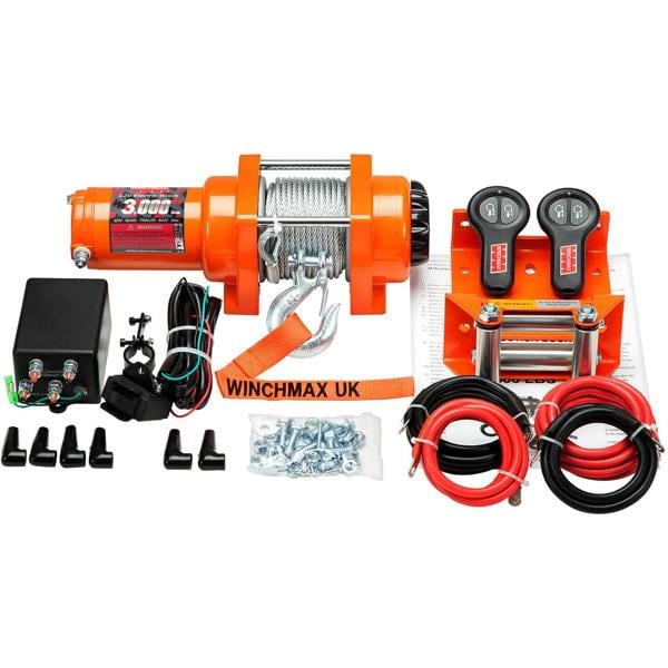 Winchmax 3,000lb (1,361kg) 12V Winch 15m x 5mm Steel Rope, 1/4 Hook, Wireless Remotes