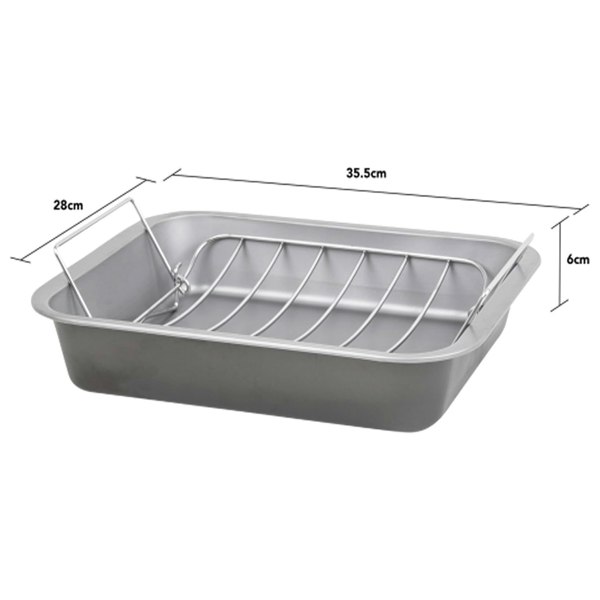 36cm Deep Roasting Tin with Stainless Steel Curved Roasting Rack