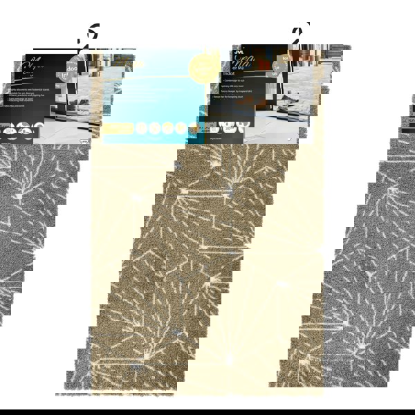 JVL Mega Mat Machine Washable Entrance Runner and Doormat Set, Brown Geo