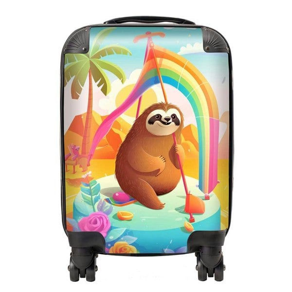 Warren Reed Sloth On A Beach Holiday Suitcase