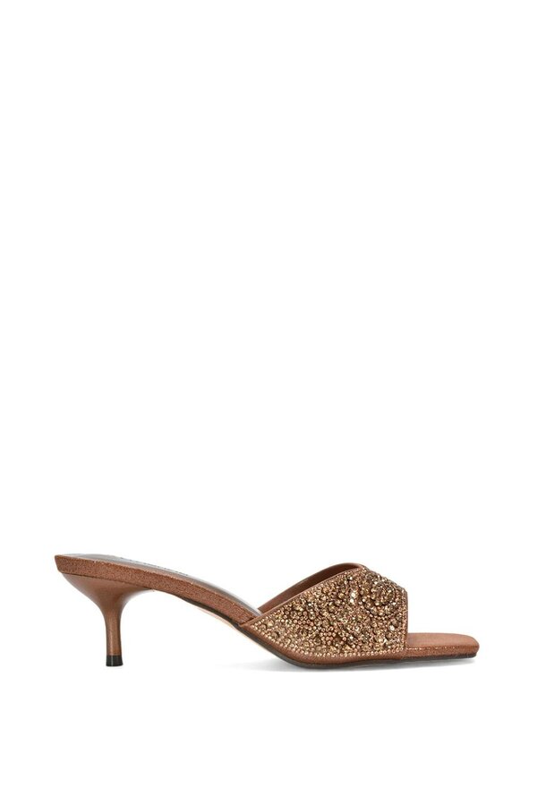 XY LONDON Sparkly Crystal Kitten Heeled Sandal Mules