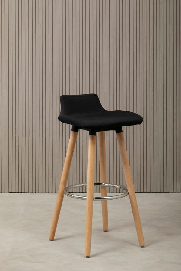 Interiors by Premier Stockholm Black Leather Effect Seat Bar Stool