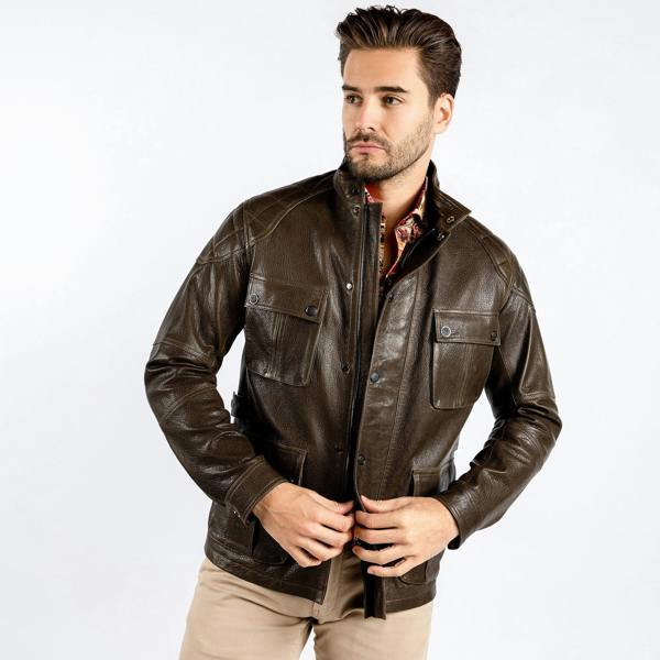 The Expedition Leather Utility Jacket - Premium Men's Patterned Shirt by Claudio Lugli | Bold Design, Tailored Fit, Best Printed Shirts