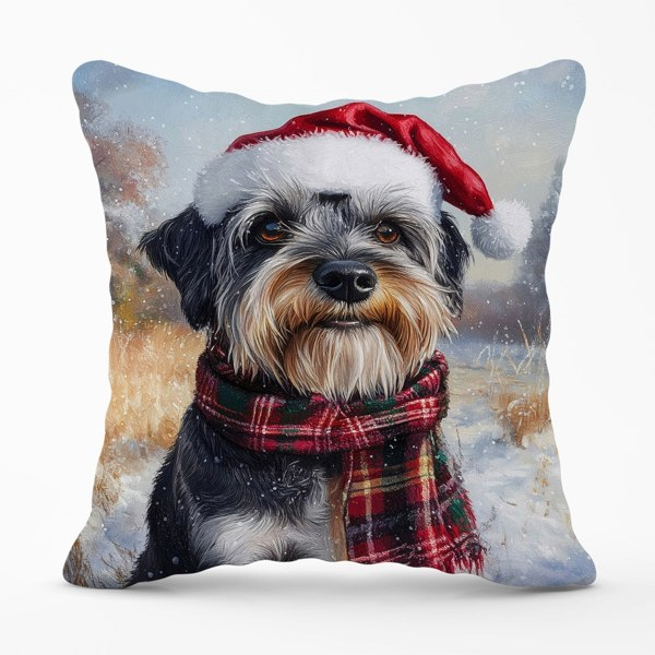 Warren Reed Christmas Schnauzer Cushion