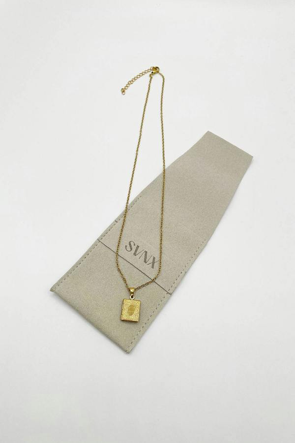 SVNX Booklet Locket Pendant Necklace in Gold