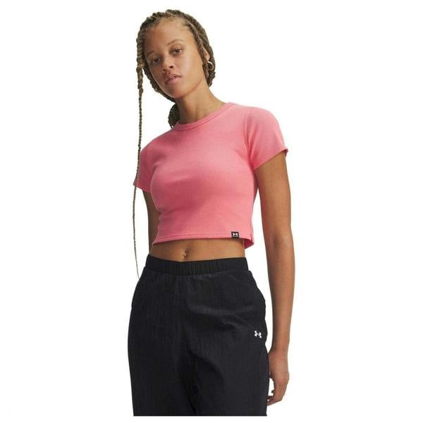 Under Armour Womens/Ladies Ribbed Crop Top - Pink/White - 