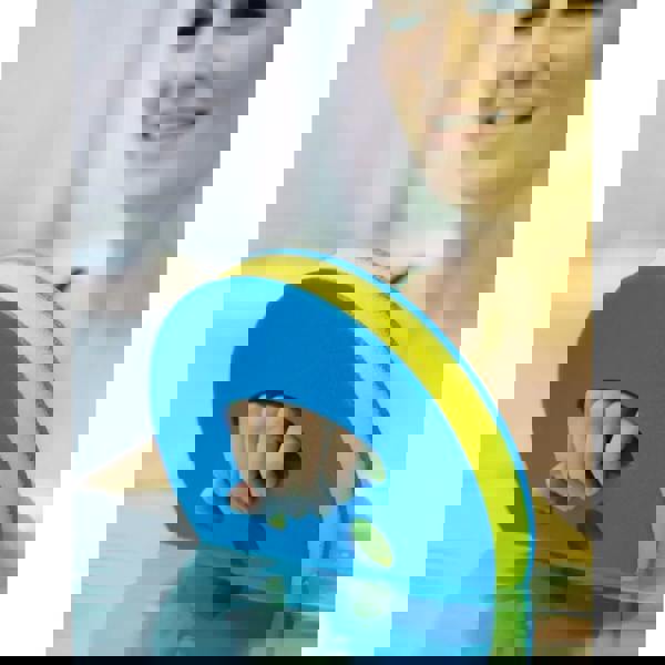 Comfy Aquafit Smile blue yellow foam pool noodle disc with hand holes for water resistance training