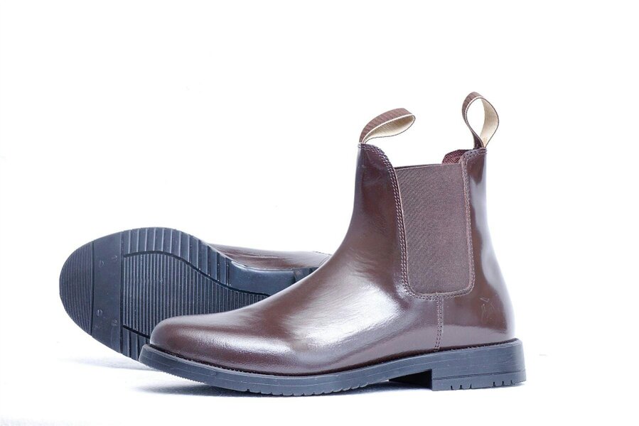 eQuitack Adults Leather Chelsea Horse Riding Jodhpur Boots With Elasticated Side Panels & Pull Tabs Brown