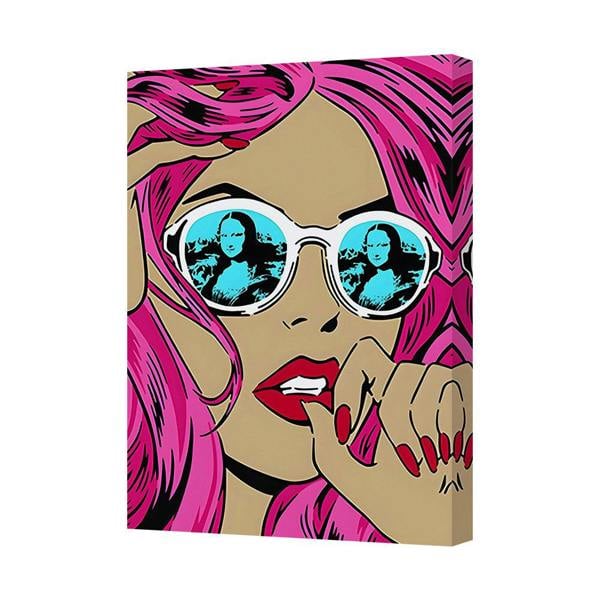 Benjamin Tate Design Pop Art Canvas Print Pink Haired Woman In Sunglasses UK Handmade