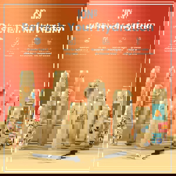 ION8 Leak Proof Slim Water Bottle, Stainless Steel, Desert, 600ml (20oz)