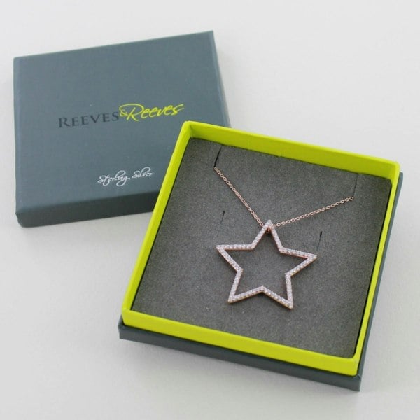 Sterling Silver Silhouette Star Pavé Necklace - Reeves & Reeves