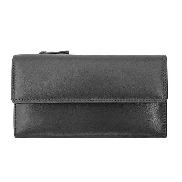 Front view of Black wallet on a white background