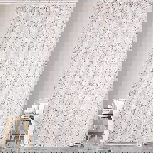 KAV Polyester Fabric Shower Mould and Mildew Resistant Curtain with Metal Button Hole Bathroom Accessories, Waterproof - Cream, 180x180 cm