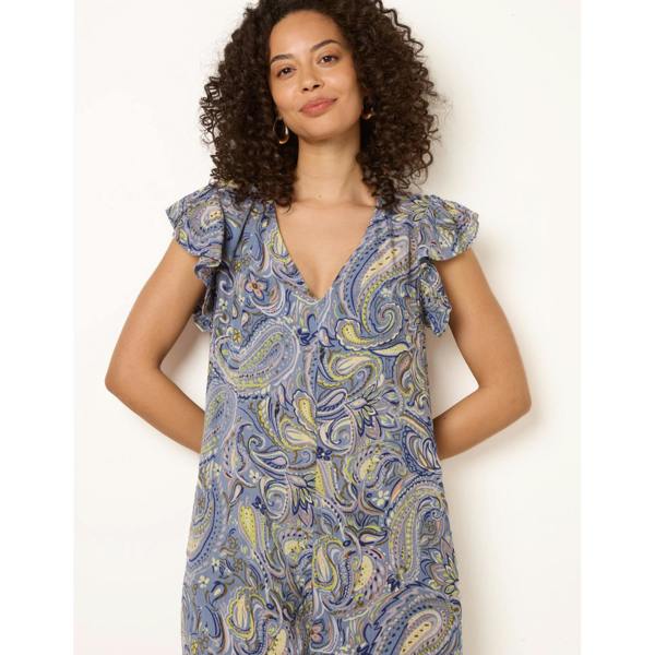 Blue Vanilla Ruffle Detail Jumpsuit