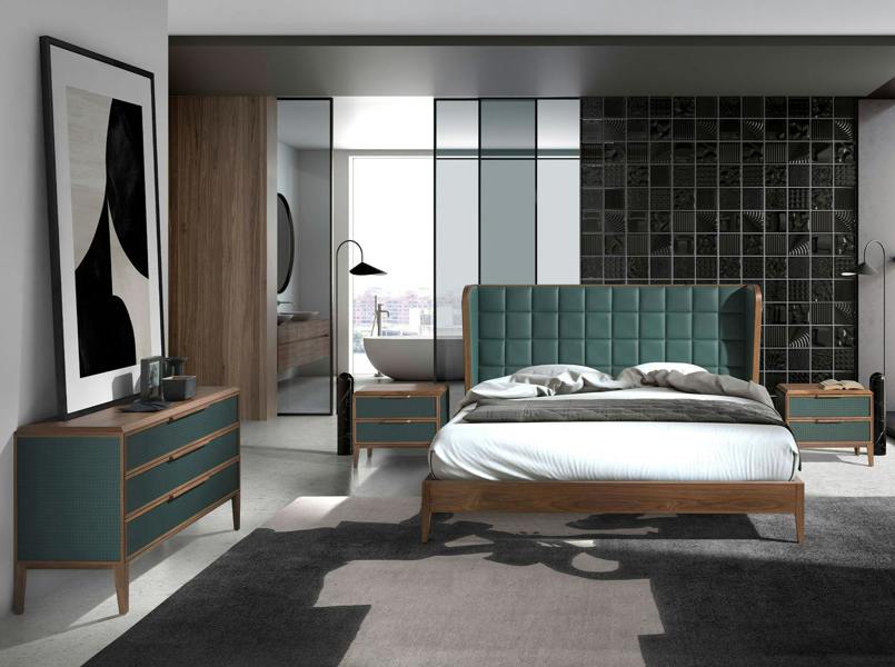 Angel Cerdá Dark green leatherette bed 7148