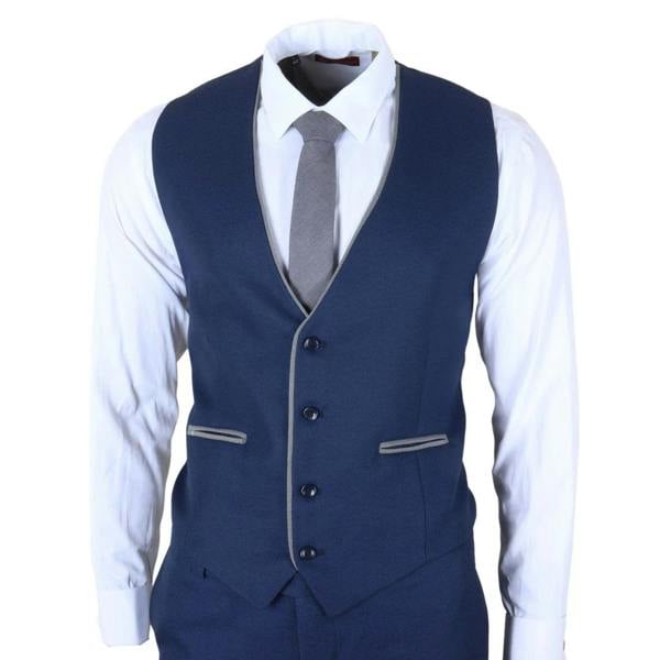 TruClothing IM49 - Men's 3 Piece Blue Tailored Fit Suit