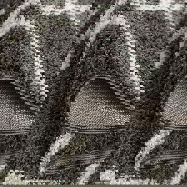 Moroccan Design Thick Shaggy Area Rugs Dark Grey