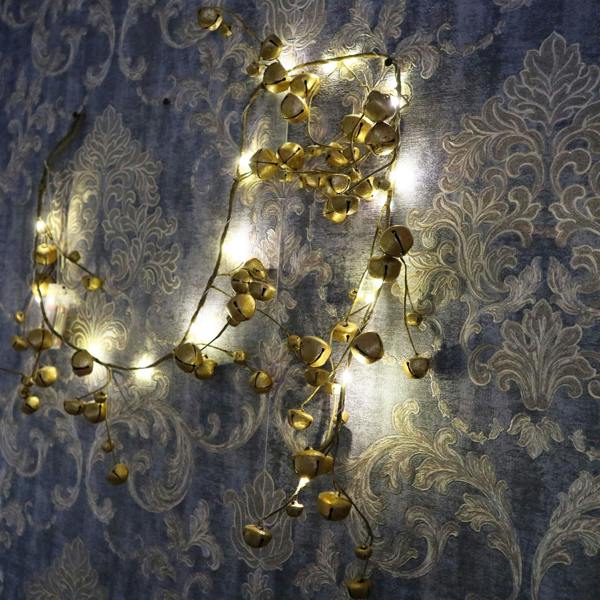 150cm Golden Pre-Lit Hanging Garland with 20 Warm White LEDs for Christmas Display image 8