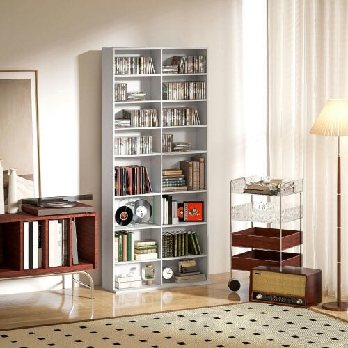 Wyld Haus Latota Wood White Tall Media Storage Tower With 640 Disc Capacity