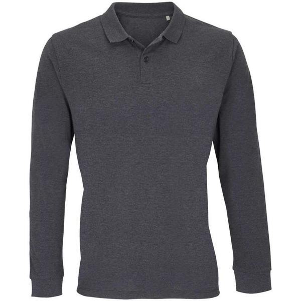 SOLS Unisex Adult Planet Marl Pique Long-Sleeved Polo Shirt - Charcoal Marl
