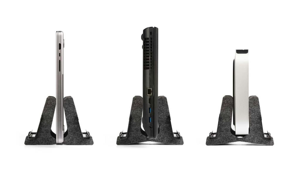 Durable Recycled Felt Vertical Laptop Stand Dock | Space Saving 3-in-1 Holder
