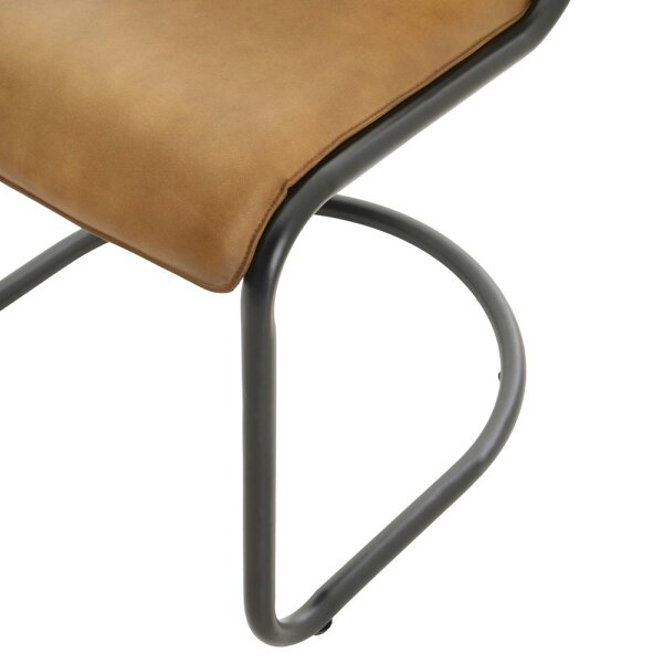 Wyld Haus Germain Arched Tan Brown Upholstered Leather Dining Chair