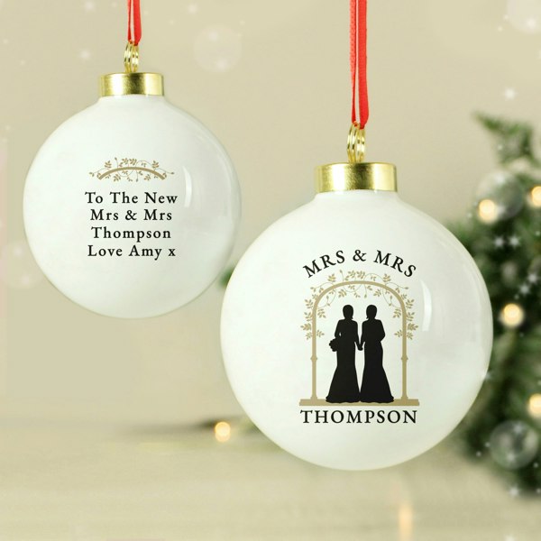 Personalised Memento Company Personalised Mrs & Mrs Bauble