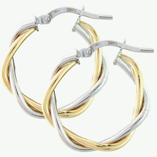 T. H. Baker 9ct Two-Colour Twist Hoop Earrings ER752