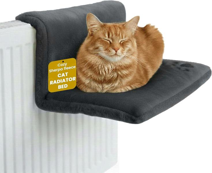 Simply 4 Pets Cat Radiator Bed - Super Soft Faux Fur Cat Hammock for Indoor Cats - Radiator Kitten Beds With Strong Metal Frame, Washable Cover
