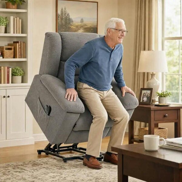Oversized Riser Recliner Chair with Massage and Heat, Power Lift Recliner for Elderly with Wide Seat and Back, Grey - Grey