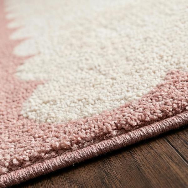 Livabliss Fossay Shag-Washable Ivory Pink Modern High Pile Rug