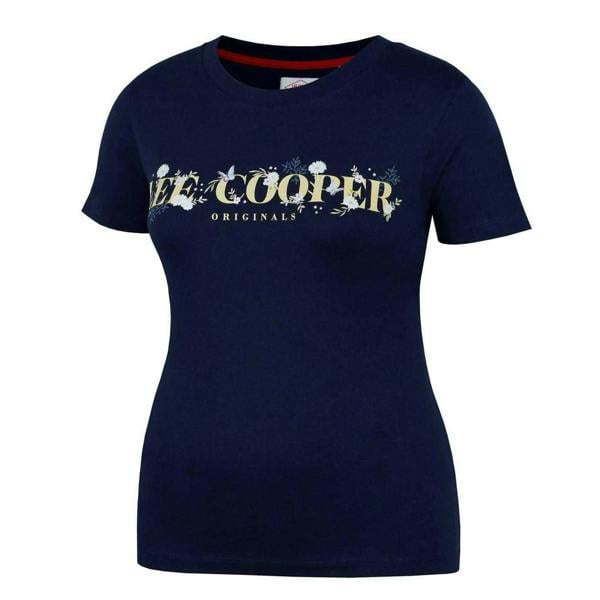 Lee Cooper Womens/Ladies Classic Floral Logo T-Shirt - Navy Blue - 